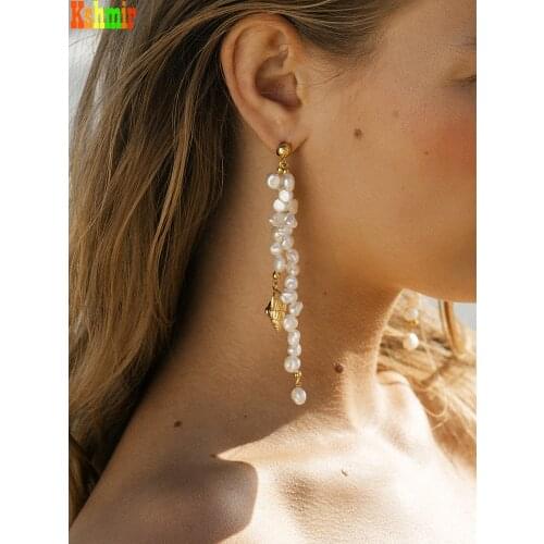 Kshmir 2021Baroque Freshwater Pearl Earrings Fashion Womens Earrings Pendant Earrings Girls Banquet Jewelry Gift