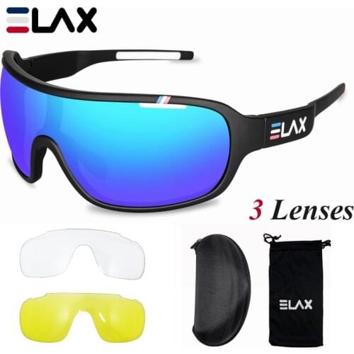 ELAX Brand New 3 Lenses Sport Cycling Glasses Men Women Outdoor Cycling Sunglasses Mtb Bike Bicycle Eyewear UV400 Goggles