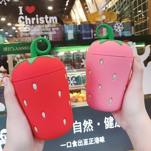 INS Strawberry Glass Water Bottle Creative Korean Sweet Glass Cups With Cute Cover For Women Girls Milk Tea Water Drinking Cup