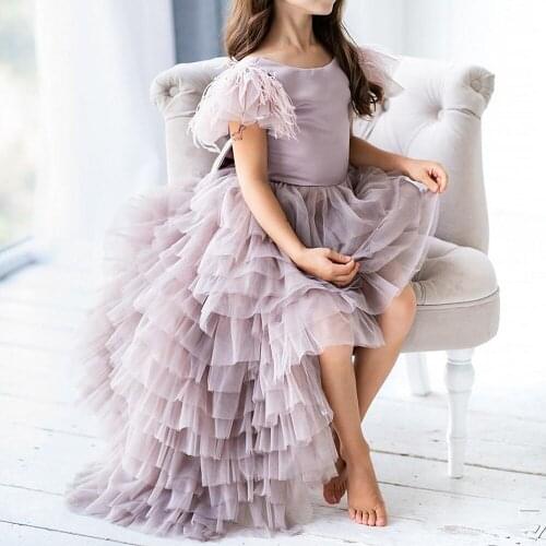 Flower Girl Dresses for Weddings Tulle Princess Lace Sleeve Holy First Communion Gowns Party Pageant Dress For Girls