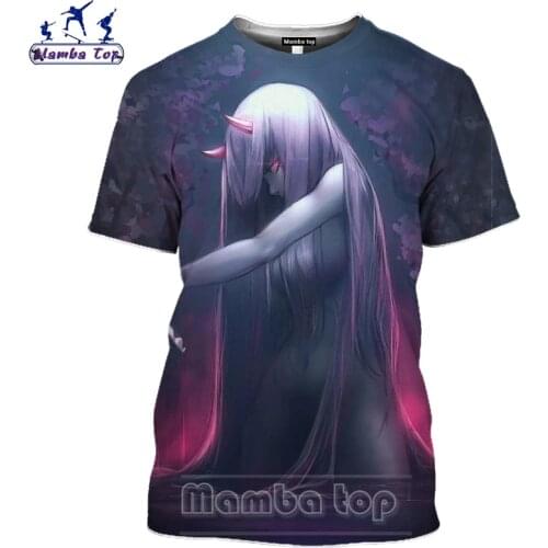 Sexy Lolita Anime Girl Tshirt 3D Print Darling In The Franxx T Shirt ZERO TWO Mens T-shirts Cosplay Top Women Sweatshirt E010-2