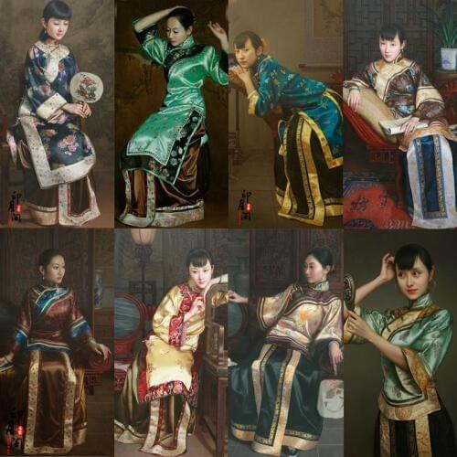 Chinese traditional costume Xiu he portrait dignified housewife hostess Robe Dress noble Ancient China Woman civilities Clothing