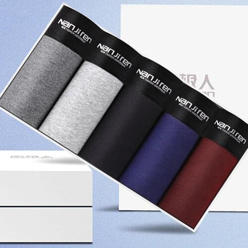 4PCS/Lot Male Boxers Panties Cotton MenS Underwear Breathable Sexy Man Boxer Solid Underpants Comfortable Printing Shorts