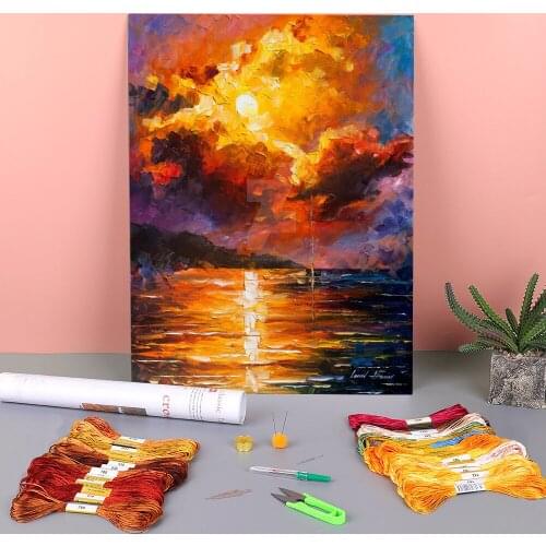 Magnificent Clouds Printed Canvas 11CT Cross-Stitch Embroidery Patterns DMC Threads Handmade Sewing Handiwork Hobby Decor