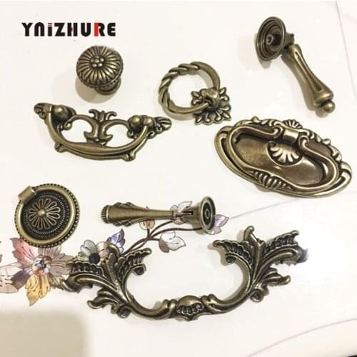YNIZHURE 1PC Classical style Bronze Antique Style Cabinet Wardrobe Drawer Handle Wooden Box Decorative Gift Box knobs