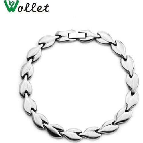 Wollet Jewelry Titanium Magnetic Bracelet Silver Color Healing Energy for Men or Women