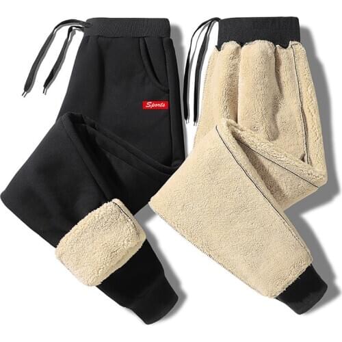 2020 Winter Men Harem Pants Gym Sweatpants Solid Thick Warm Female Casual Pants Sport Running Workout Fleece Trousers,GA752