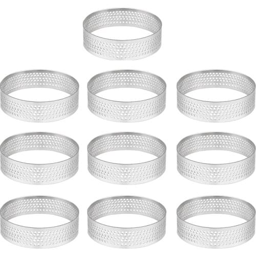 10Pcs Round Stainless Seamless Tart Ring Quiche Ring Tart Pan Ring with Hole Tart Shell Ring 4.5cm