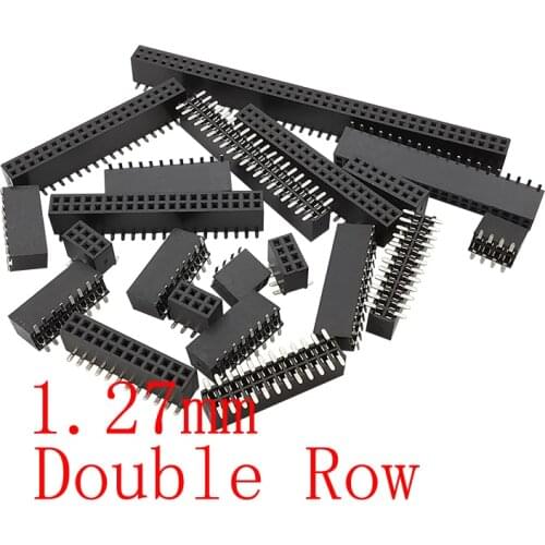 10Pcs/lot SMD 1.27mm Pitch Double Row Female Socket Pin Header PCB Board Strip Connector 1.27 mm Pinheader 2x3P~2x50Pin
