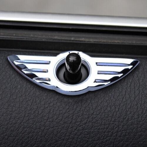 2PCS Door Pin Lock Wing Emblem Badge Auto Stickers Decorative For BMW MINI Cooper S Clubman Except For Countryman