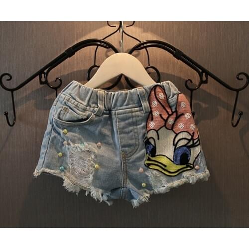 2018 Summer Girl Jeans Cute Sequins Duck Shorts Denim Shorts