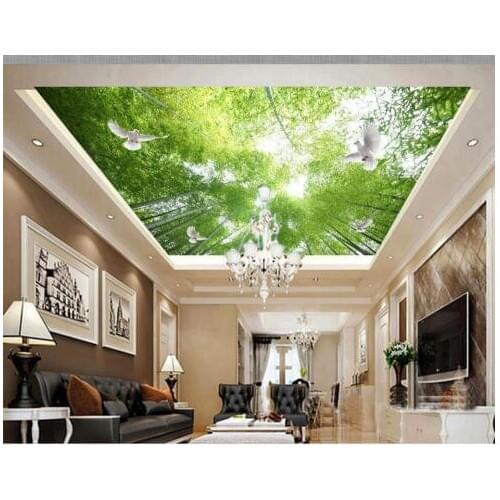3d customized wallpaper bathroom 3d wallpaper Bamboo forest sky flying pigeon ceiling murals wall 3d wallpaper