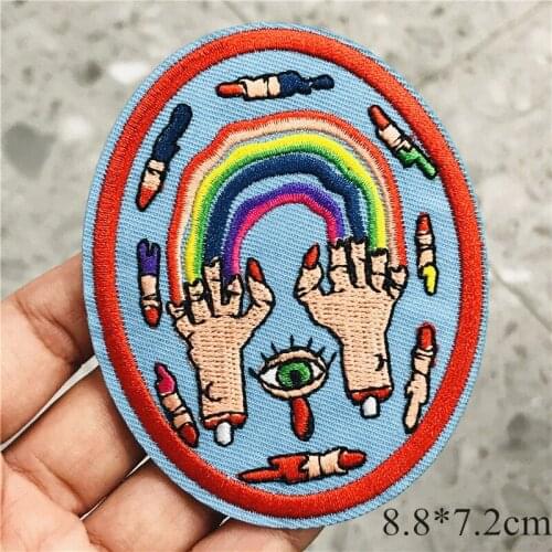 7Pcs/set Scary Fingers Cool Punk Embroidery Patches for Clothing Camp Iron On Patch Punk DIY Applique Clothes Stickers Badge