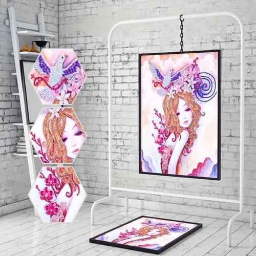 Special Shaped Diamond Painting Girl Flower DIY Embroidery Kit Crystal Art Rhinestone Cross Stitch Home Decoration Hang Picture