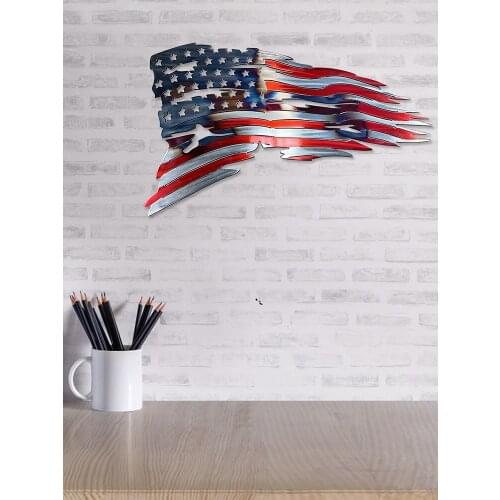 American Flag Hanging Decorations Hollow-shape Iron Hanging Banner Wall Ornaments Indoor/Outdoor Small Crafts Home Decor