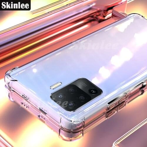 Skinlee For Reno5 Lite Transparent Case Official Original Shockproof Four-corner Clear Cover For OPPO Reno 5 Lite Case