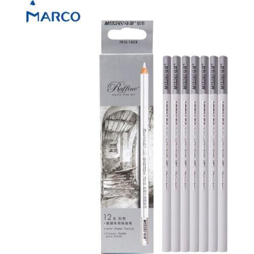 Marco White Colored Pencils 12/box Lapis De Cor Color Charcoal Pastel Pencil Crayon For Sketch Painting Artist Student Supplies