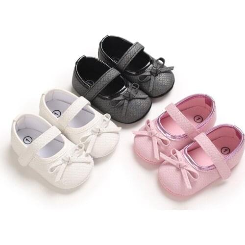 Baby Shoes Hook & Loop Infant Newborn Baby Girl Butterfly-knot Non-SlipBaby Shoes Solid First Walkers