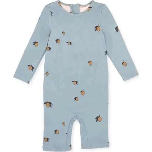 Childrens One-piece Swimsuit Breathable Lemon Split Swimsuit Baby boy Sunscreen Long-sleeved Swimsuit