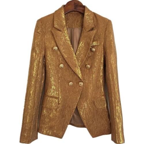 Europeo dorado brillante Mujer Blazers Formal fiesta escenario abrigo Bar Nightclub ropa de calle Dancer DS show outfit
