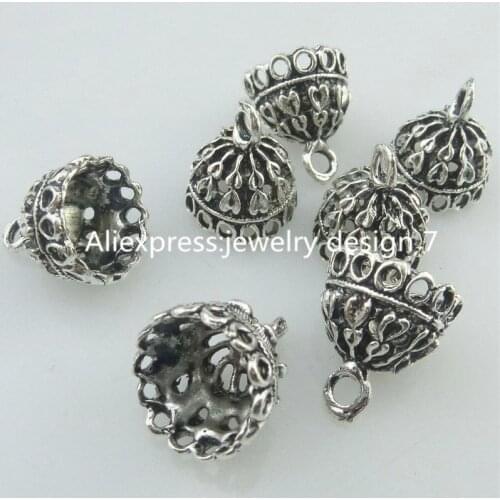 HOT Sale 18219 15PCS Alloy Tibetan Silver 14.5mm Round Beads Cap End For Tassels Charms