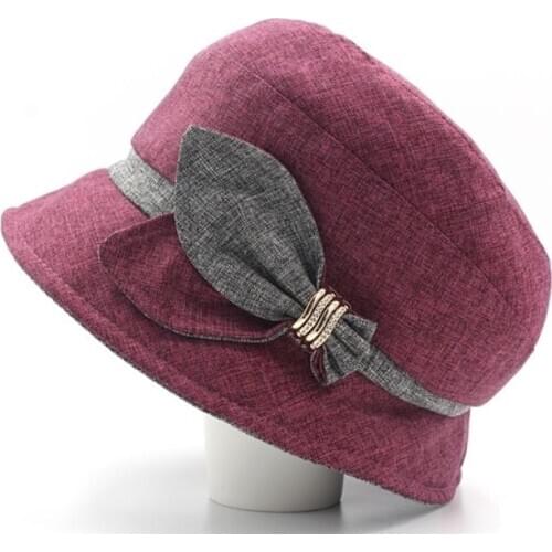 Middle-aged and elderly girls cap spring and autumn bucket hat Korean pure cotton hat old hat grandma autumn mother bucket hat