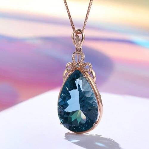 Water Drop Lab Sapphire Pendant 925 Sterling Silver Wedding Pendants Necklace For Women Birthday Party Choker Jewelry Gift