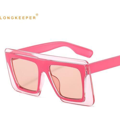 LongKeeper Oversized Sunglasses Woman 2020 Vintage Square Sun Glasses Female Luxury Brand Eyewear Shades lunette de soleil femme