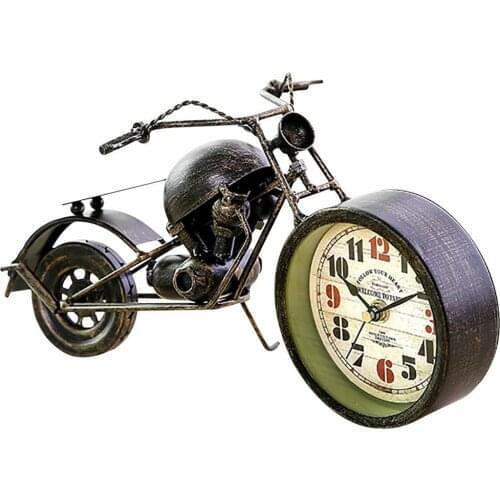 Retro Metal Motorcycle Clock Unique Motorbike Model Exquisite Desktop Decorative Sport Alarm Clock Birthday Gifts