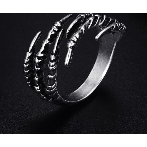 Trendy Vintage Skeleton Hand Antique Silver Plated Punk Hiphop Rock Style Resizable Rings for Women Girl & Man Retro Jewelry