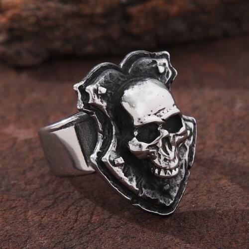 Gothic Skull Ring Men Punk 316l Stainless Steel Biker Shield Skull Ring Stamp Fashion Men Boys Jewelry Gifts Wholesale