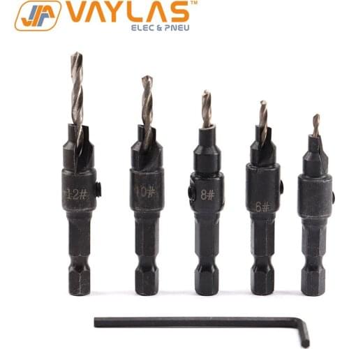 5PCS #5 #6 #8 #10 #12 Twist Drill Bit for Woodworking