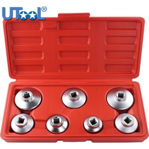 7Pcs Car Oil Filter Socket Wrench Tool Set Remover Cap Tool for Benz BMW FORD 24 mm 27mm 29mm 30mm 32mm 36mm 38mm