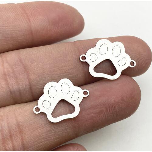 Never Fade Stainstell STEEL Pet Paw Charms For Bracele 6PCS Diy Use Animal Love Jewelry Diy Handmade Jewelry Making