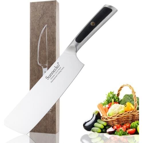 SUNNECKO 7" Cleaver knife German 1.4116 Steel Blade Kitchen Knives G10 Handle Sharp Stainless Steel Meat Vegetable Cutter Tool