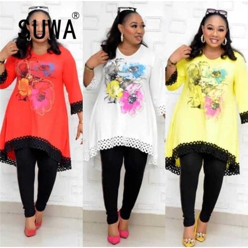 Wholesale African Workout Clothes Loungewear Womens Two Piece Outfits Loose Long Sleeve Pullover Tops Skinny Pencil Pants