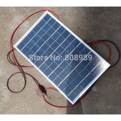 BUHESHUI 10Watt Polycrystalline Solar Panel+Crocodile Clip For 12V Car/Boat/Motor Battery Portable Solar Charger Free Shipping
