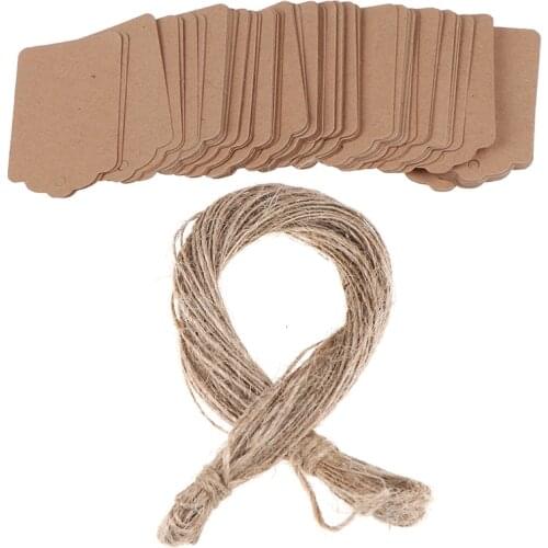 Blank Kraft Jewelry Price Label String Price Tags With String 20m high quality 100Pcs