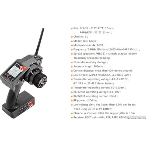 Radiolink RC6GS transmitter radio 6CH Channels with R6FG Receiver 400meter control range for boat and cars
