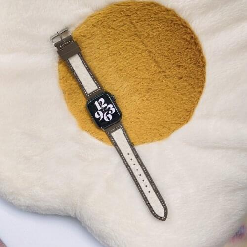 High-quality Mixed color Band for Apple Watch SE 6 5 4 3 2 1 Leather Canvas Correa for Iwatch Strap 42/44mm 38mm/40mm Wristband