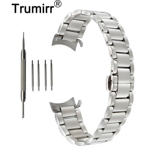 18mm 20mm 22mm Stainless Steel Watchband for Hamilton Curved End Strap Butterfly Buckle Belt Wrist Bracelet Black Gold Silver