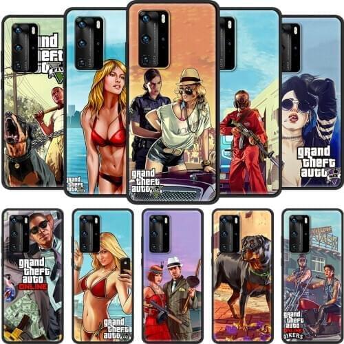 Luxury Phone Case for Huawei P30 Lite Pro P Smart Z 2019 2021 S P40 P20 P10 Lite Black Shell Cover Grand Theft Auto GTA 5
