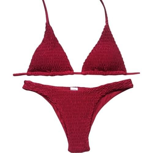 Sexy Pleated Bikini Solid Swimwear Women Push Up Swimsuit Off Shoulder Biquini WomenS Two-Piece Swimsuit Sexy Bikini Z0122