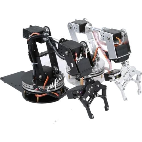 Arduino Robot 6 DOF Aluminium Clamp Claw Mount Mechanical Robotic Arm Servos Metal Servo Horn with Rotate Flange Base 20% OFF