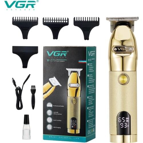 VGR Barber Hair Clipper Professional Electric Trimmer With LED Screen Rechargeable Men Strong Power Steel Cutter Head