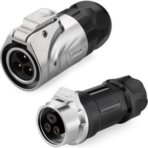 K16 Waterproof IP68 Panel Connector M16 3 Pin Male Plug Female Sock Electricity Powercon In-line Cable Connectors 10A 18-16 AWG