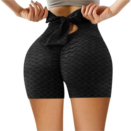 Women Summer Sports Leggings Shorts High Waist Hip Tight Leggings Stretch Running Fitness Short Pants Wrinkled Sexy Biker Shorts