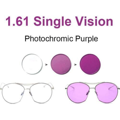 1.61 Photochromic Pink or Blue or Purple Single Vision Lens SPH Range -8.00~+6.00 Max CLY -6.00 Optical Lenses for Eyewear