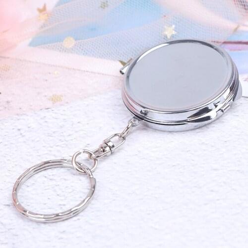 1PC Portable Folding Mirror Key Chain Pocket Compact Makeup Cosmetic Mirror With Key Ring