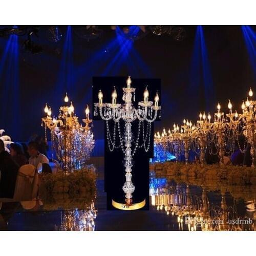 100cm Tall candelabra wedding Gold acrylic table centerpiece candlestick wedding road lead stand Party Supply